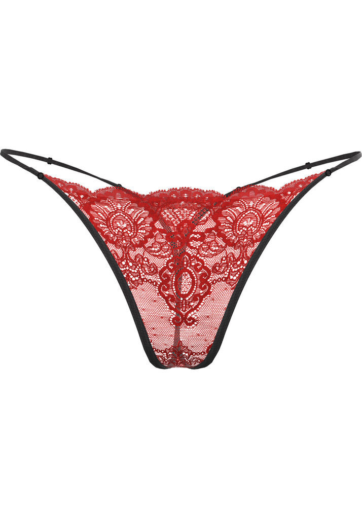 "Hera" - Red Lace Thong / Adjustable Waist