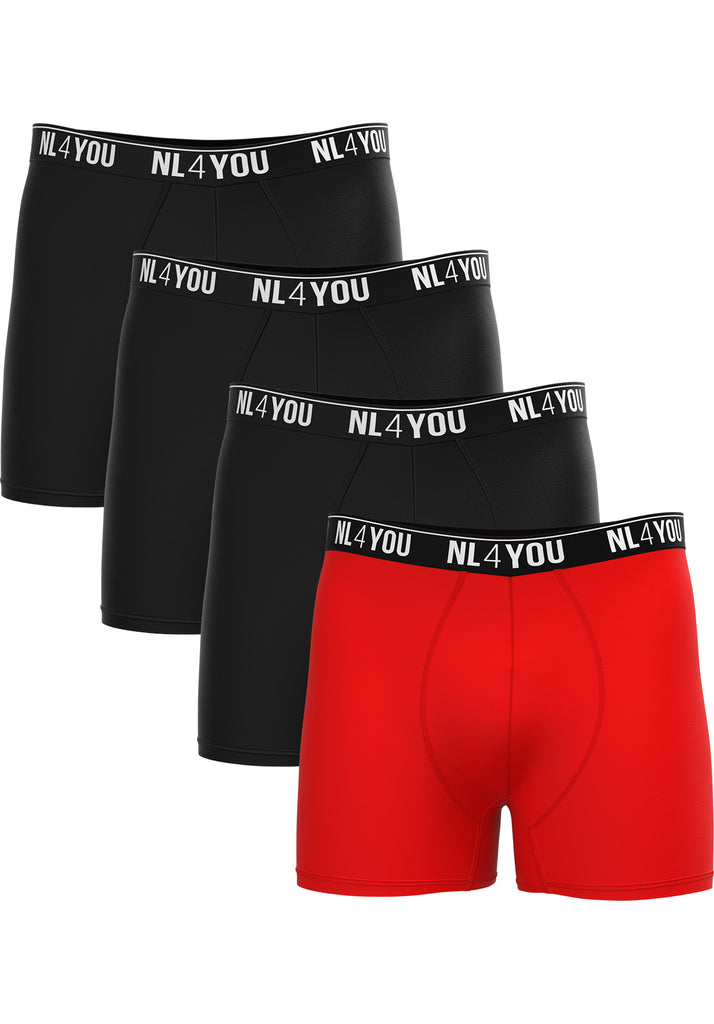 4 Boxers for the Price of 3 - Cotton Men's Boxers - Black + Color of Choice