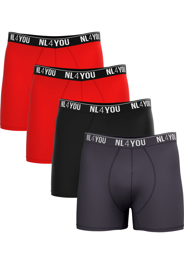 4 Boxers for the Price of 3 - Cotton Men's Boxers - Red + 2 Colors of Choice