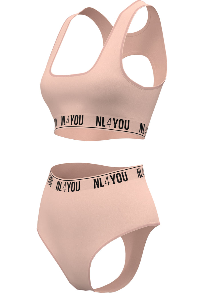 "Nude"- Sporty-Elegant Organic Cotton Set of Bralette and High-Waist Thong