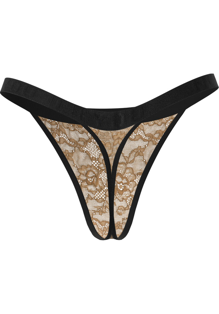"Nude Lace" - Lace Thong/Briefs, thin elastic