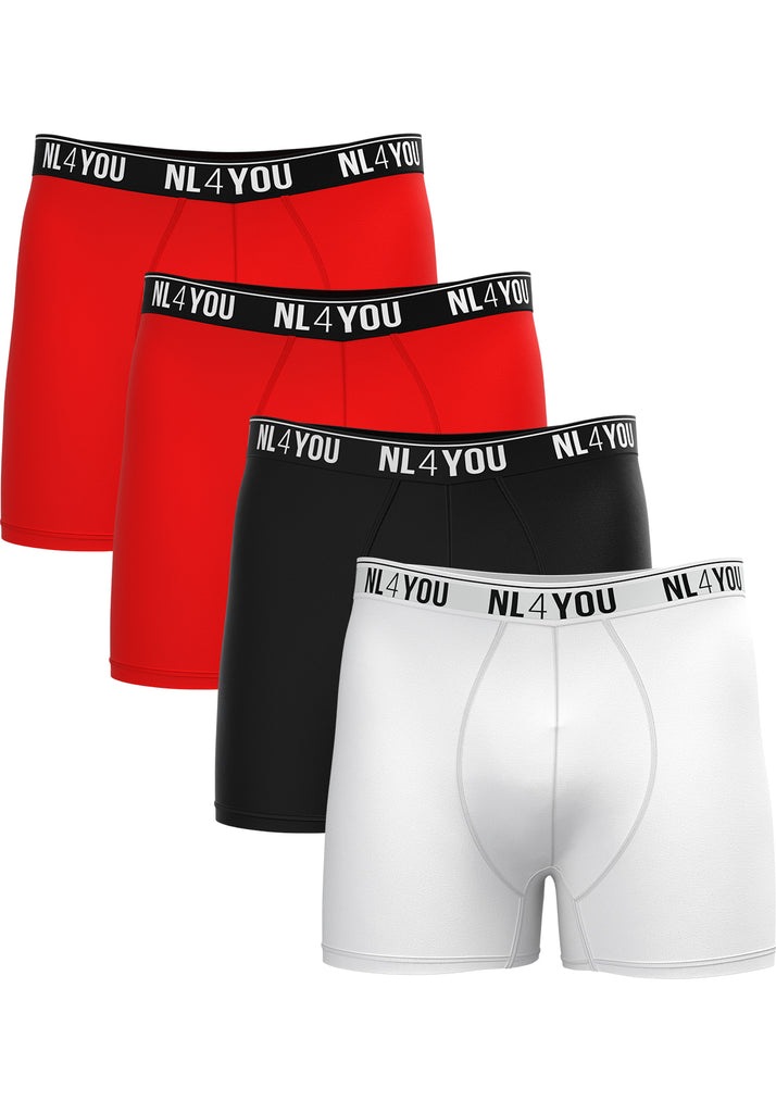 4 Boxers for the Price of 3 - Cotton Men's Boxers - Red + 2 Colors of Choice