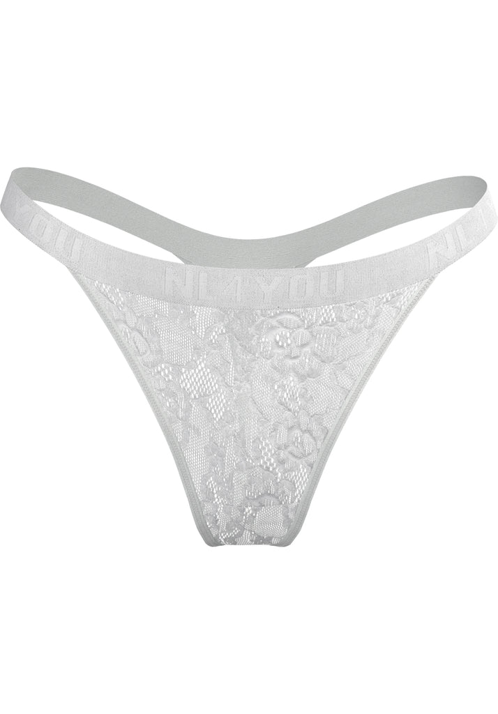 "White Lace" - Lace Thong/Briefs, thin elastic