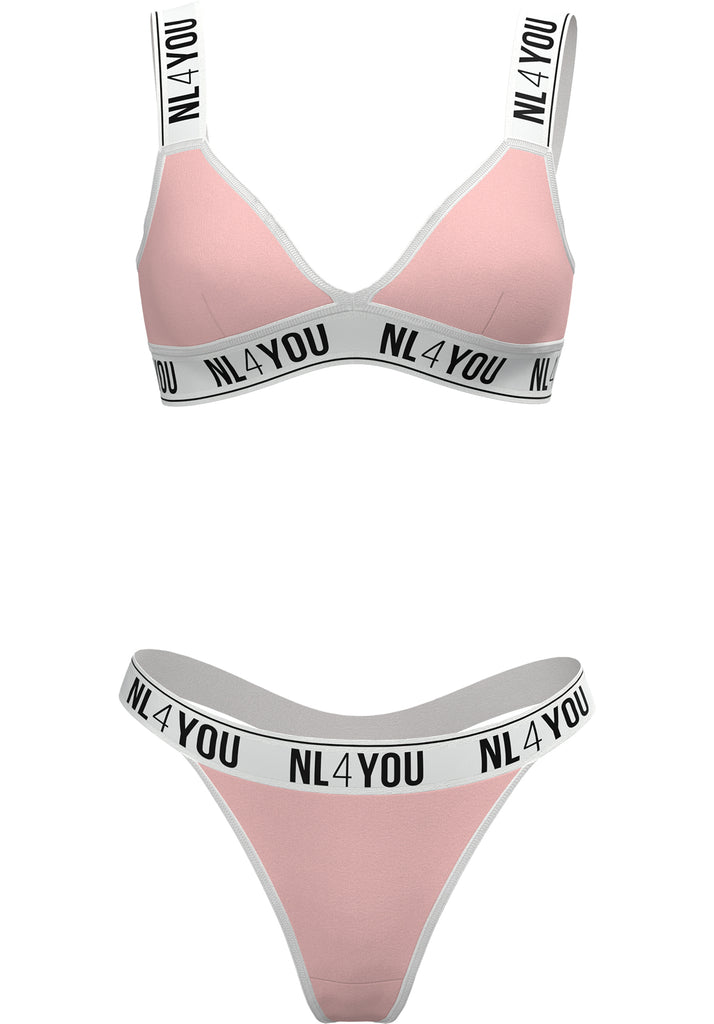 "Cotton Candy Pink" - Triangle Cotton Set of Bralette & Thong