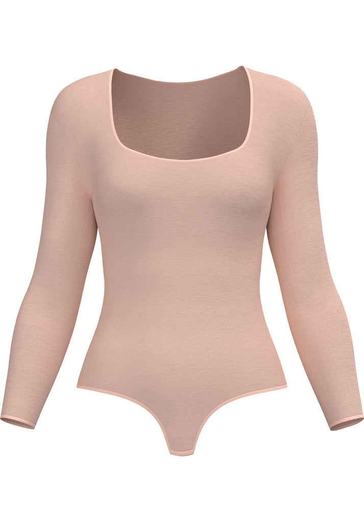 "Nude" - Organic Cotton Bodysuit Thong/Briefs Style, Long Sleeve