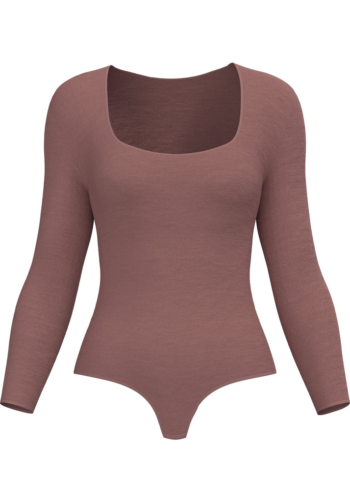 "Cappuccino" - Organic Cotton Bodysuit Thong/Briefs Style, Long Sleeve
