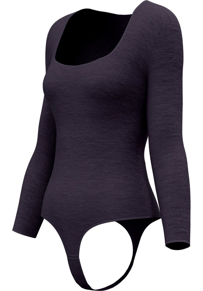 "Anthracite" - Bodysuit with long sleeve and thong / briefs