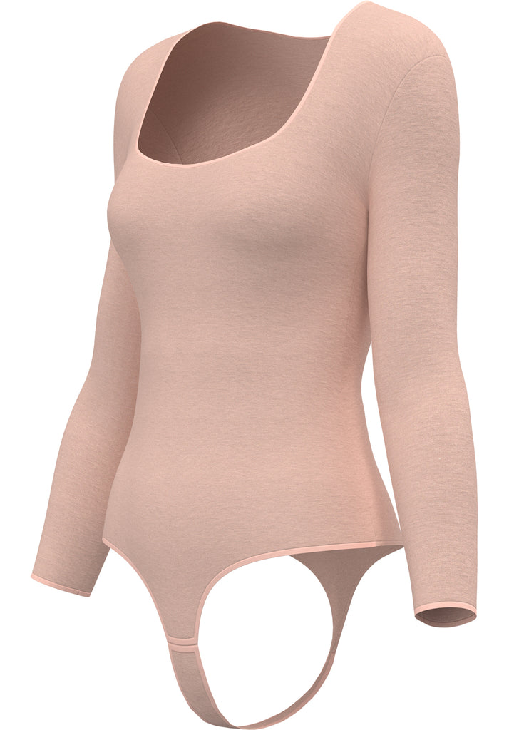 "Nude" - Organic Cotton Bodysuit Thong/Briefs Style, Long Sleeve