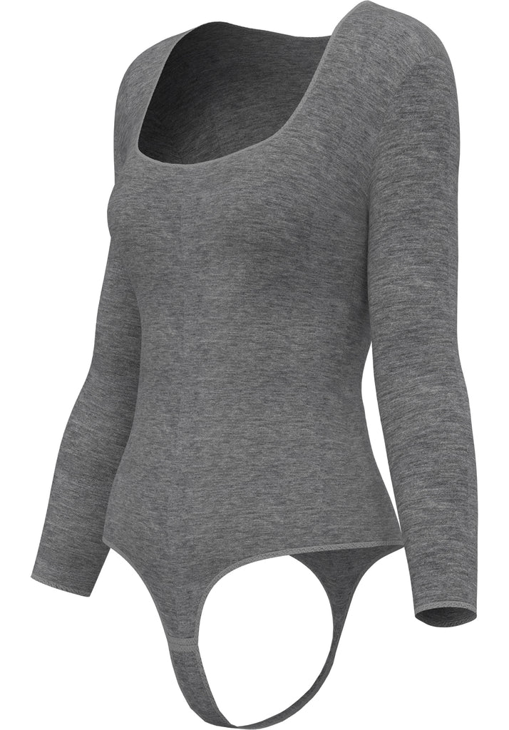 "Cat Grey" - Organic Cotton Bodysuit Thong/Briefs Style, Long Sleeve