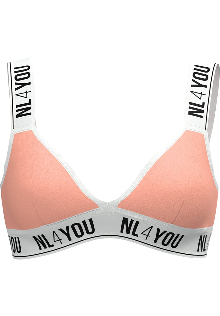 "Peachy" - Orange-Pink Triangle Cotton Bralette with removable pads